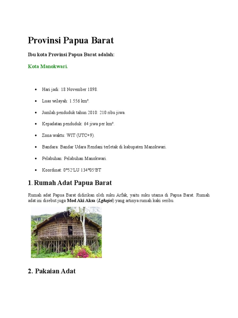  Gambar  Rumah  Adat  Dan  Pakaian Adat  Papua  Barat Info 