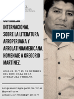 Congreso Internacionalsobre La Literatura Afroperuana y AFROLATINOAMERICANA. HOMENAJE a GREGORIO MARTÍNEZ