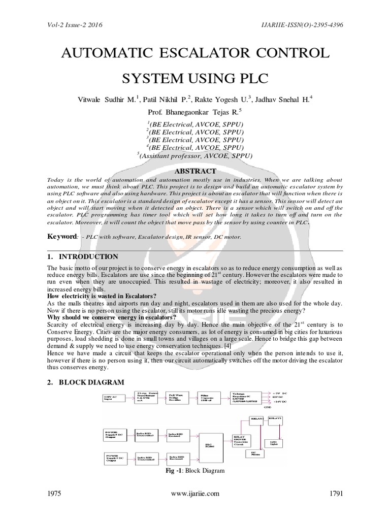 Automatic Escalator Control with PLC | PDF | Programmable Logic ...