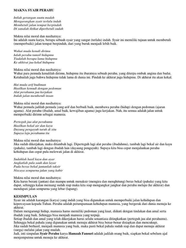 Makna Syair Perahu