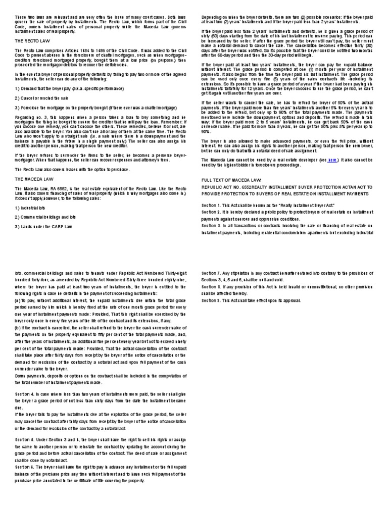 RECTO LAW Foreclosure Mortgage Law