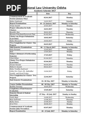 Academic Calendar 2017
