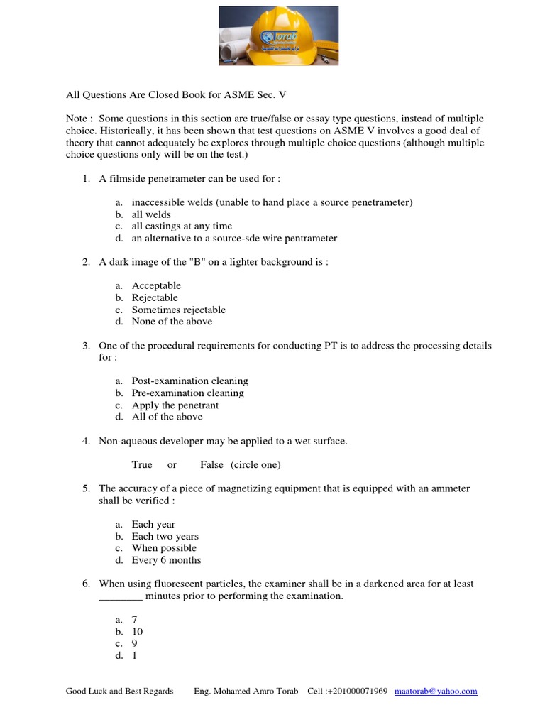 Asme Section V Asme 16.5 Asme b31.3 - Questions and Answers | PDF ...