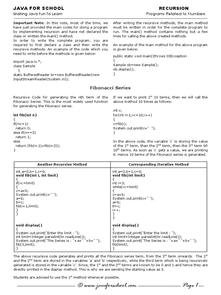 Number Programs Using Recursion PDF | PDF | Integer (Computer Science ...