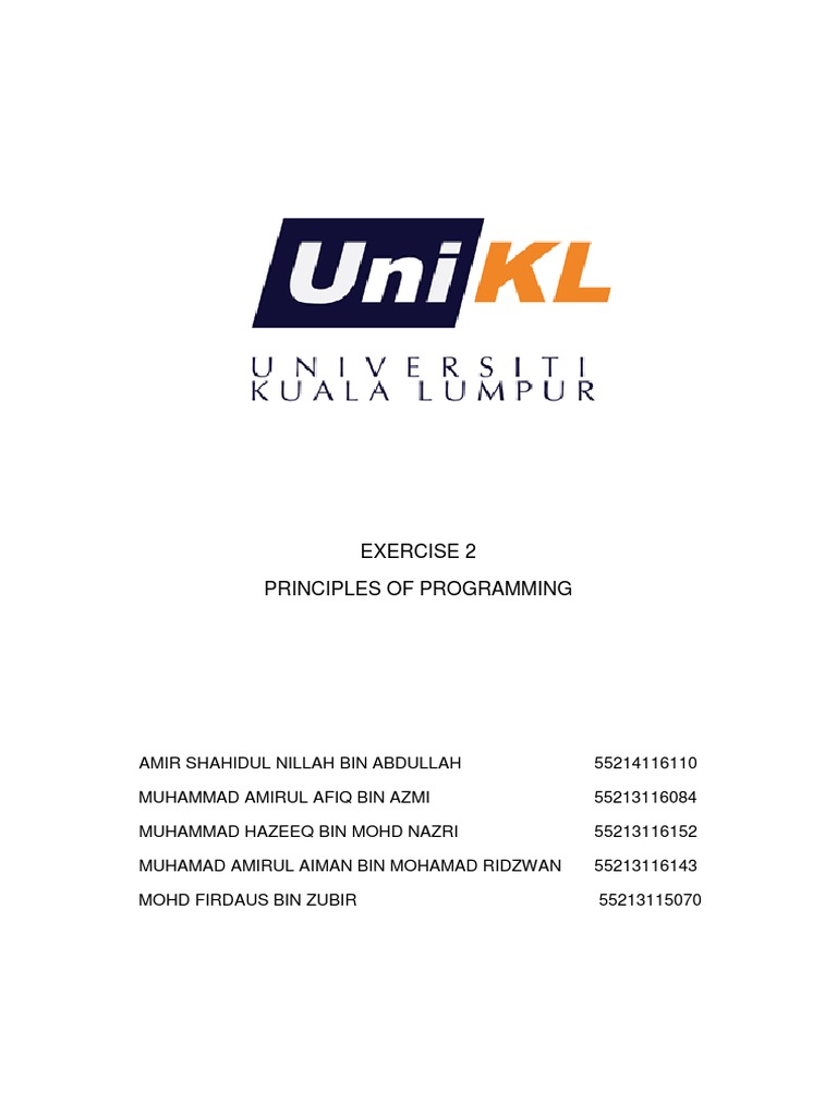 Exercise 2 Principles of Programming | PDF | Business | Finance & Money ...