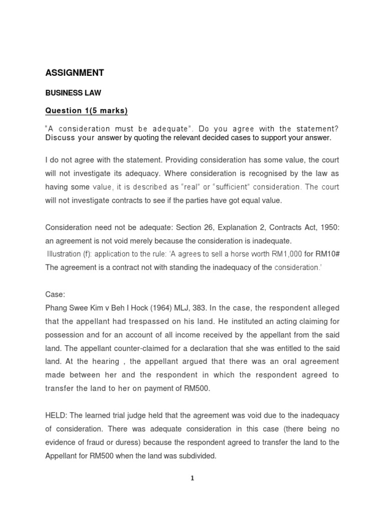 Assignment Business Law.2  PDF  Partnership  Offer And Acceptance