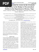 Wealth Generated by Actors in the Livestock-Meat Sector in the Budget of Decentralized Entities in the Department of Bermo, Niger