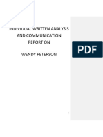 Individual Written Analysis and Communication Report On Wendy Peterson