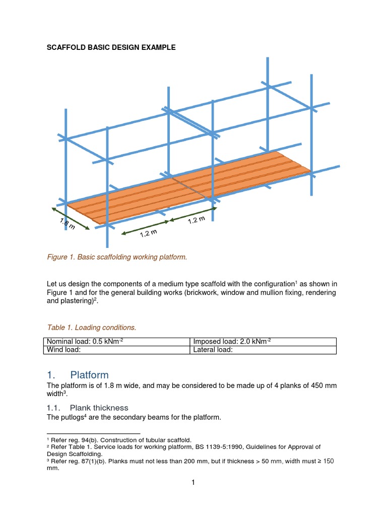 Basic Scaffolding Design Example | PDF | Bending | Scaffolding