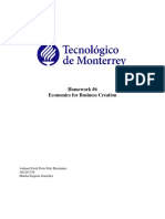 Homework #6 Economics For Business Creation: Ashmed Farid Porte Petit Hernández A01281338 Martha Eugenia González