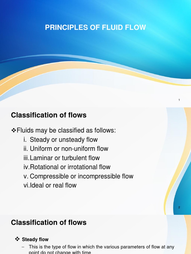 Principles of Fluid Flow Explained | PDF | Fluid Dynamics | Reynolds Number