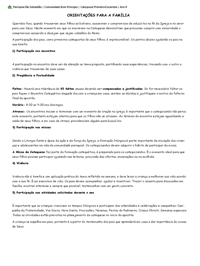 Canto De Ofertorio Para Missa De Primeira Eucaristia Apostila Em Edicao Para Catequese Eucaristia Ano 2 Pdf Ano Liturgico Missa Liturgia