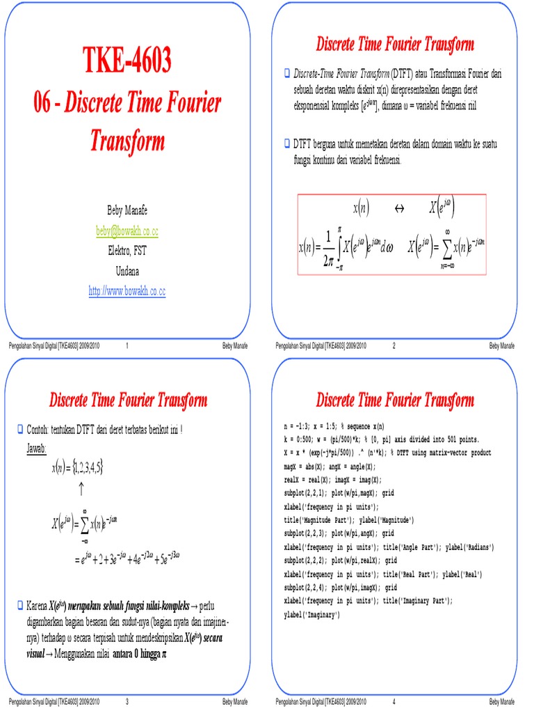Transformasi Fourier Waktu Diskrit | PDF