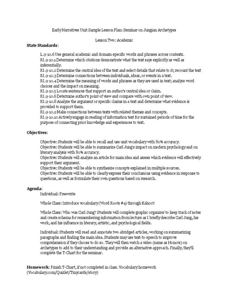 Seminar on Jungian Archetypes Analysis | PDF | Lesson Plan | Carl Jung