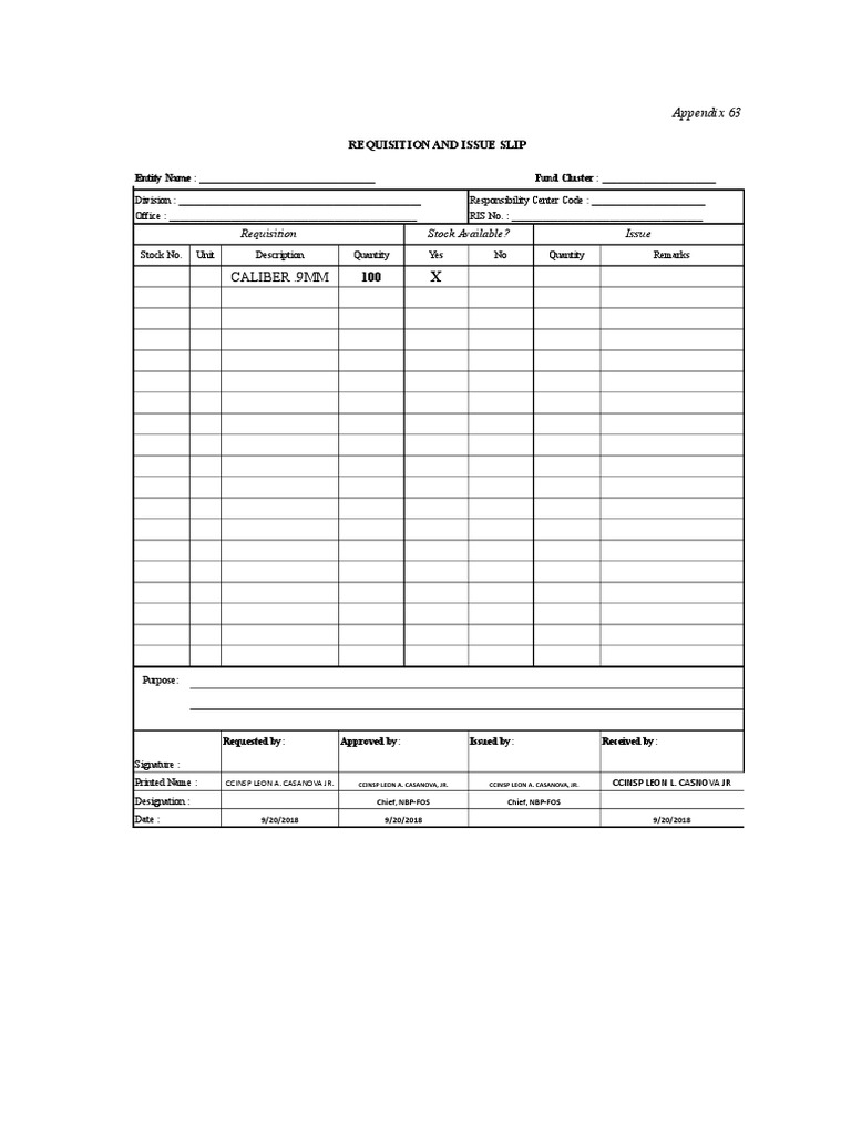 Requisition & Issue Slip Form | PDF | Business | Finance & Money Management