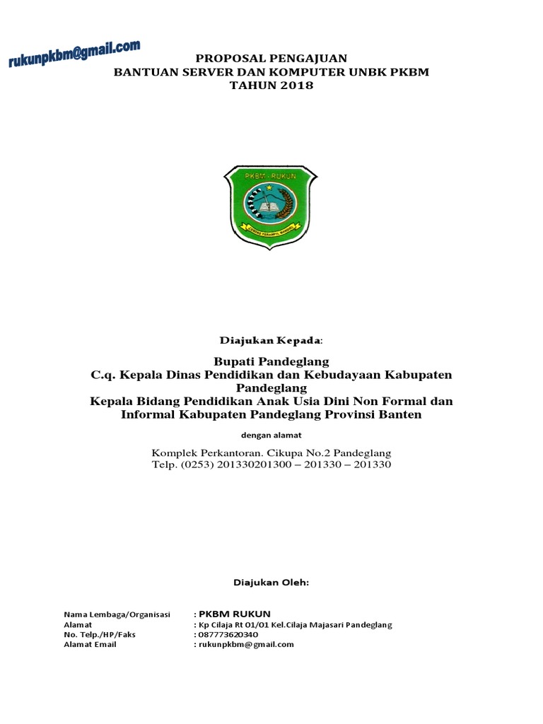 Contoh Proposal Permohonan Komputer PDF | PDF
