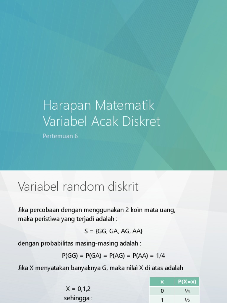 Harapan Matematik Variabel Acak Diskret | PDF