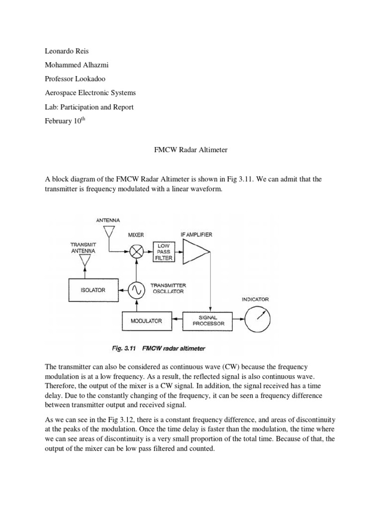 FMCW Radar Altimeter Overview | PDF | Teaching Methods & Materials ...