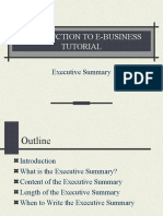 Introduction To E-Business Tutorial: Executive Summary