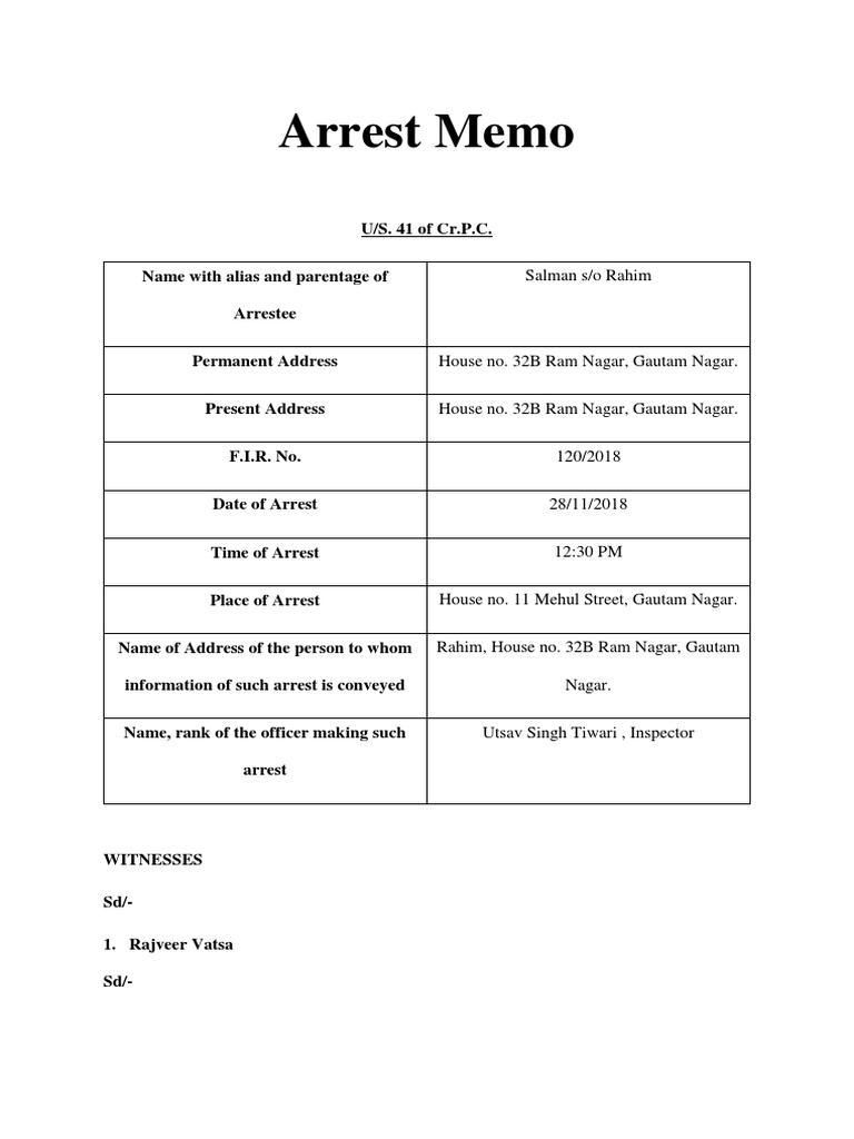 Arrest Memo Salaman PDF