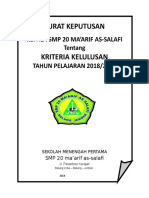 Surat Keputusan Kriteria Kelulusan SMP 20 Ma'Arif As Salafi Tahun 2019 Edit