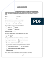 Questionnaire: Current A/c Saving A/c