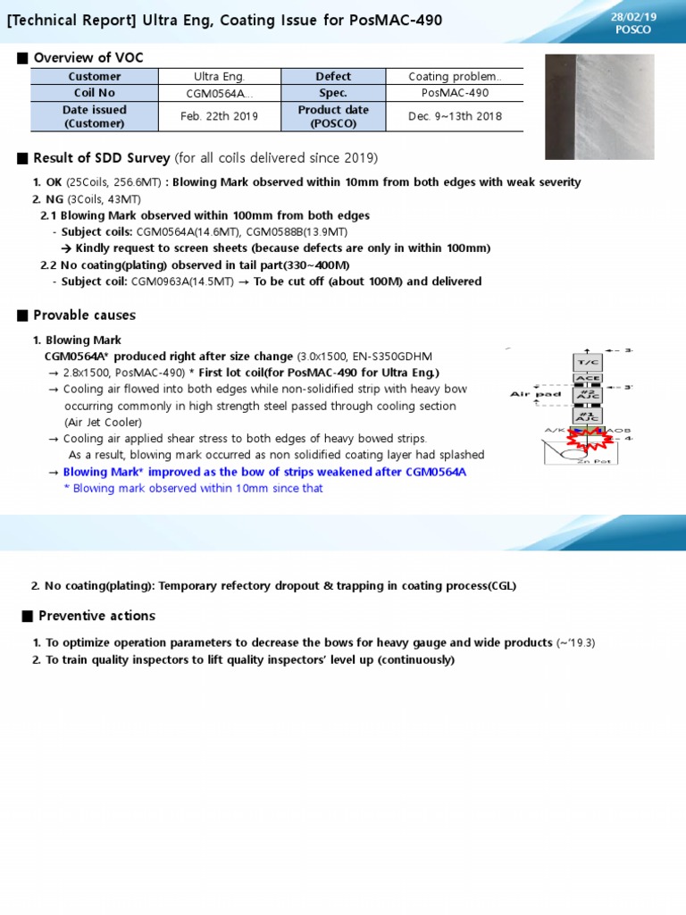 Coating Defect Report for PosMAC-490 | PDF