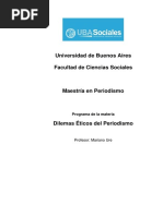 Programa Dilemas Éticos Del Periodismo - UBA - URE - 2018