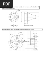 Draw The Following Object Converting The Right Side View Into A Half Section. Draw The Appropriate Cutting Plane Line