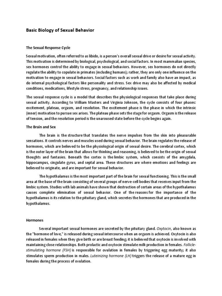 Biology of Sexual Behavior Explained | PDF | Luteinizing Hormone ...