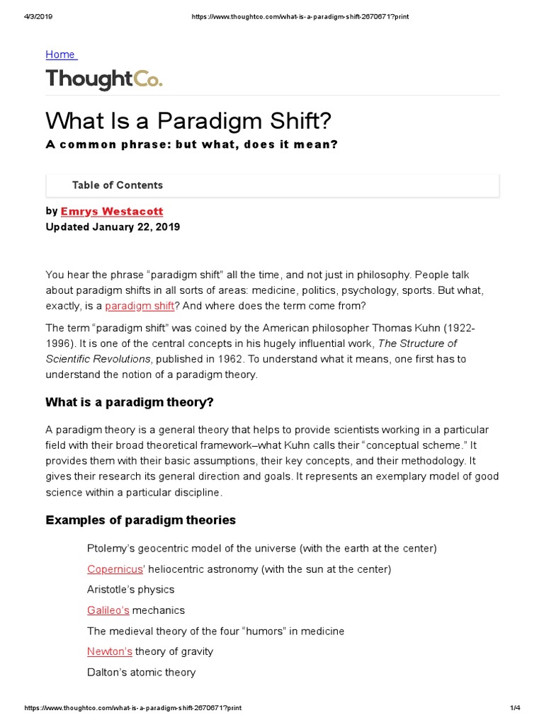 What Is A Paradigm Shift Pdf Paradigm Science