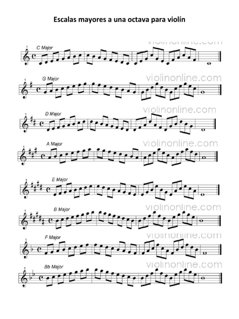 Escalas Mayores A Una Octava para Violín | PDF