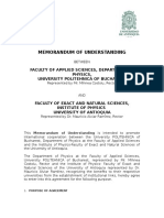 Memorandum of Understanding: Faculty of Applied Sciences, Department of Physics, University Politehnica of Bucharest