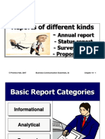 Reports of Different Kinds - : Annual Report - Status Report - Survey Report - Proposal
