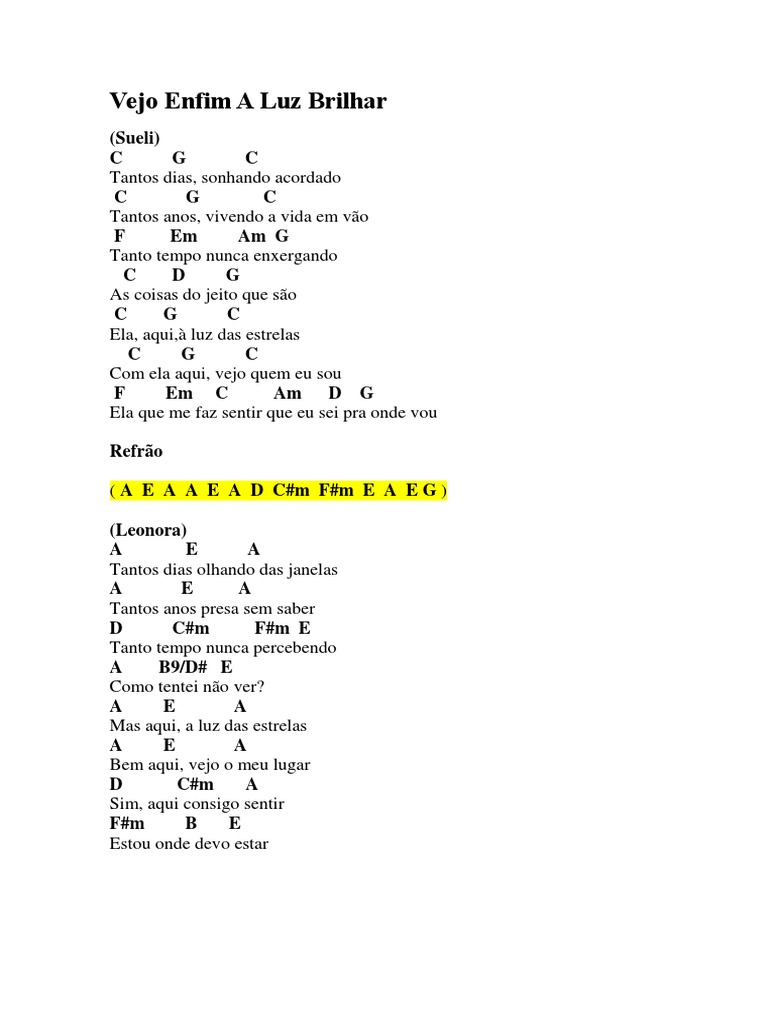 Vejo Enfim A Luz Brilhar PDF
