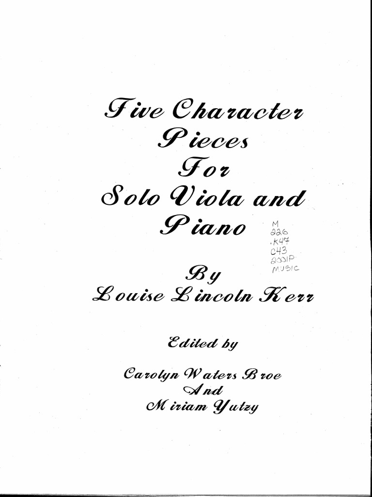 Five Character Pieces For Solo Viola and Piano PDF