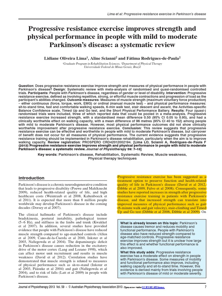 Tr Funcionalidade E Dp Parkinson S Disease Strength Training