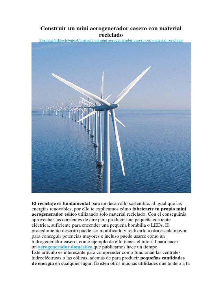 Mini aerogenerador casero reciclado | PDF | Turbina eólica | Energía eólica