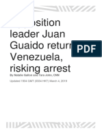 Opposition Leader Juan Guaido Returns To Venezuela, Risking Arrest