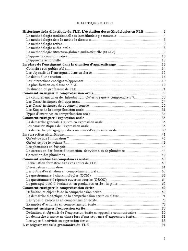 Didactique du FLE : Méthodes et Évaluations | PDF | Linguistique ...