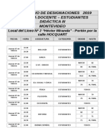 Calendario para Estudiantes Didactica III - Montevideo - 2019