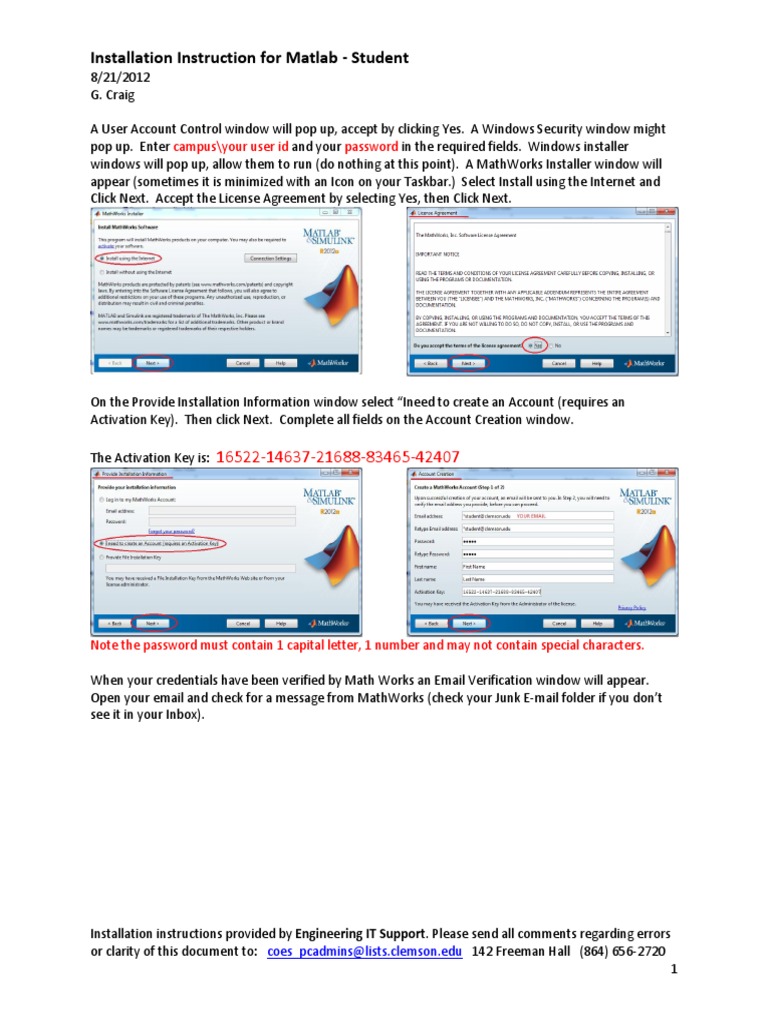Installation Instruction For Matlab Student PDF Matlab Password