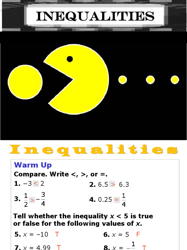 Graphing and Writing Inequalities | PDF | Inequality (Mathematics ...