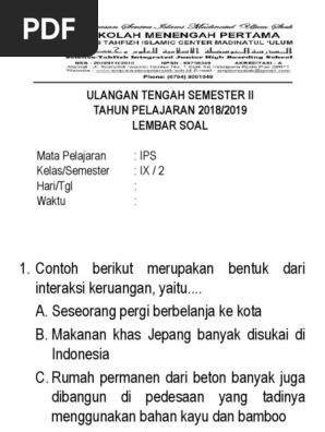 Yang merupakan bentuk interaksi keruangan berikut ini adalah