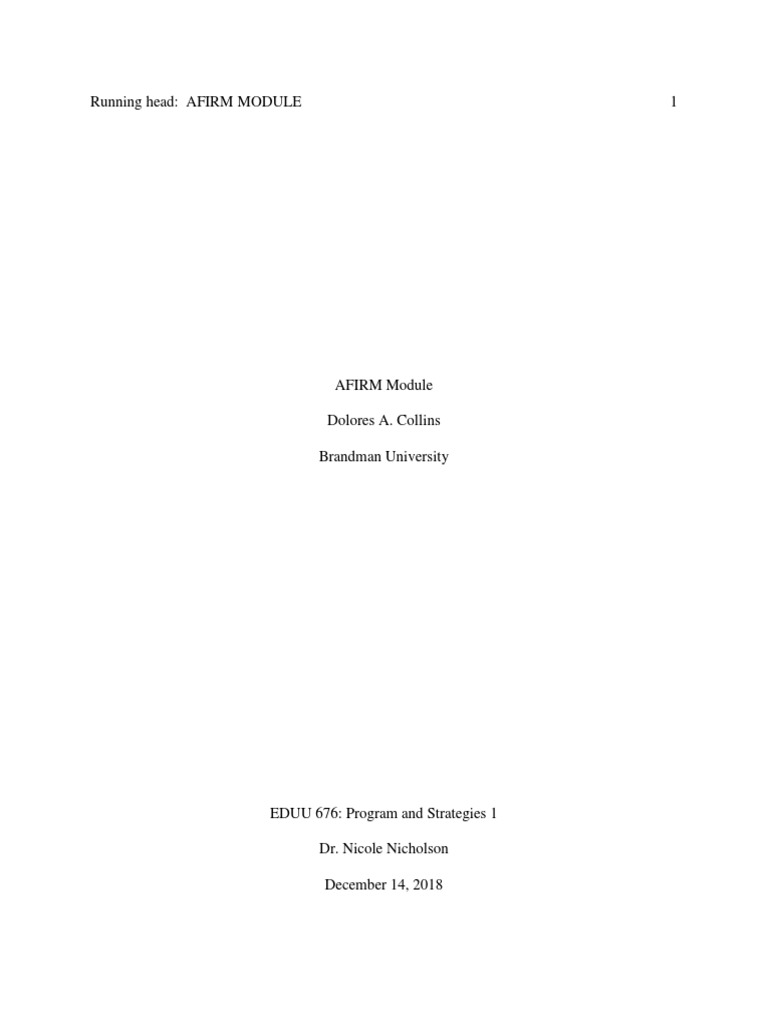 Afirm Module Paper Assignment | PDF | Evidence Based Practice | Autism ...