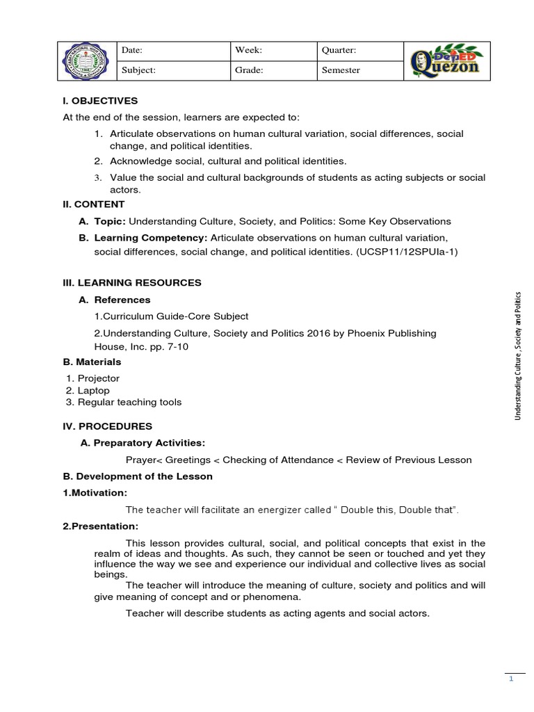 Dll ucsp 2017 pdf curriculum teachers