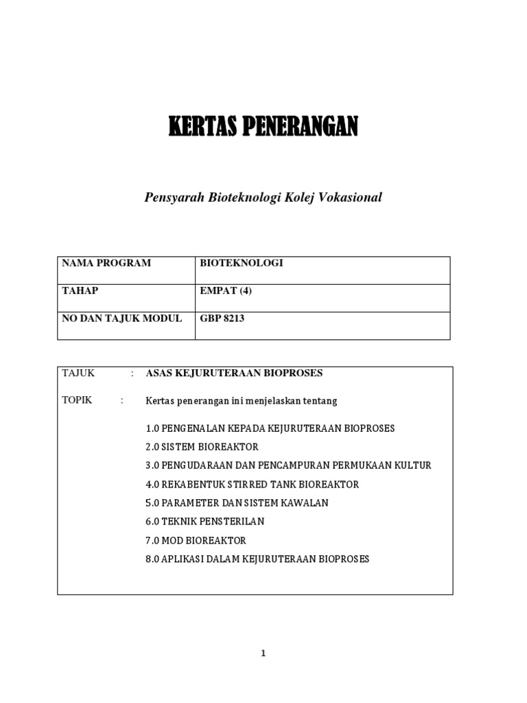 Gbp8213 Kejuruteraan Bioproses Edited Pdf