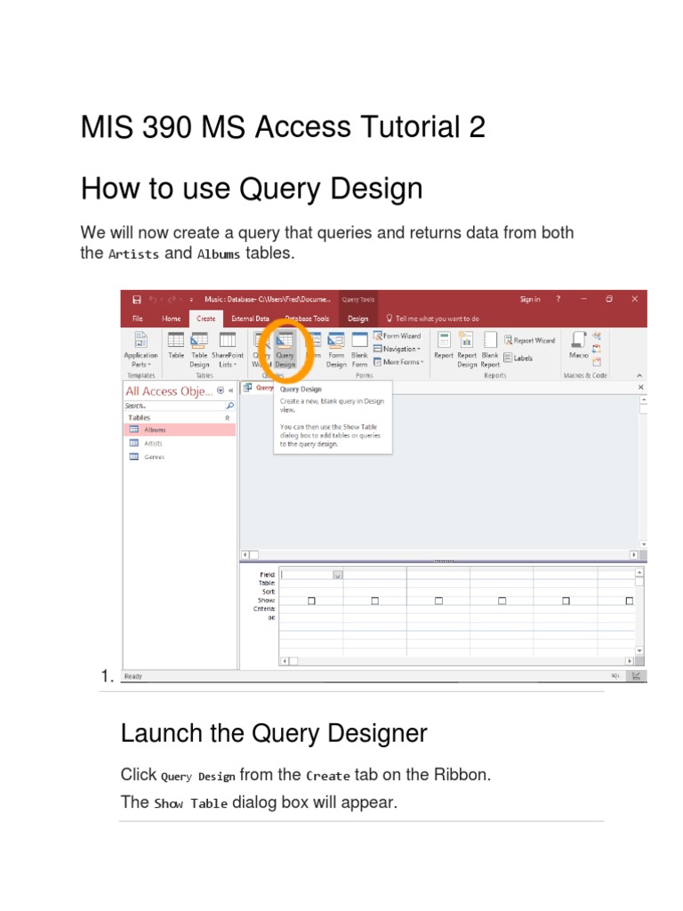 MS Access Query Design Guide | PDF | Microsoft Access | Databases