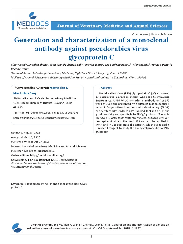 Generation and Characterization of A Monoclonal Antibody Against ...