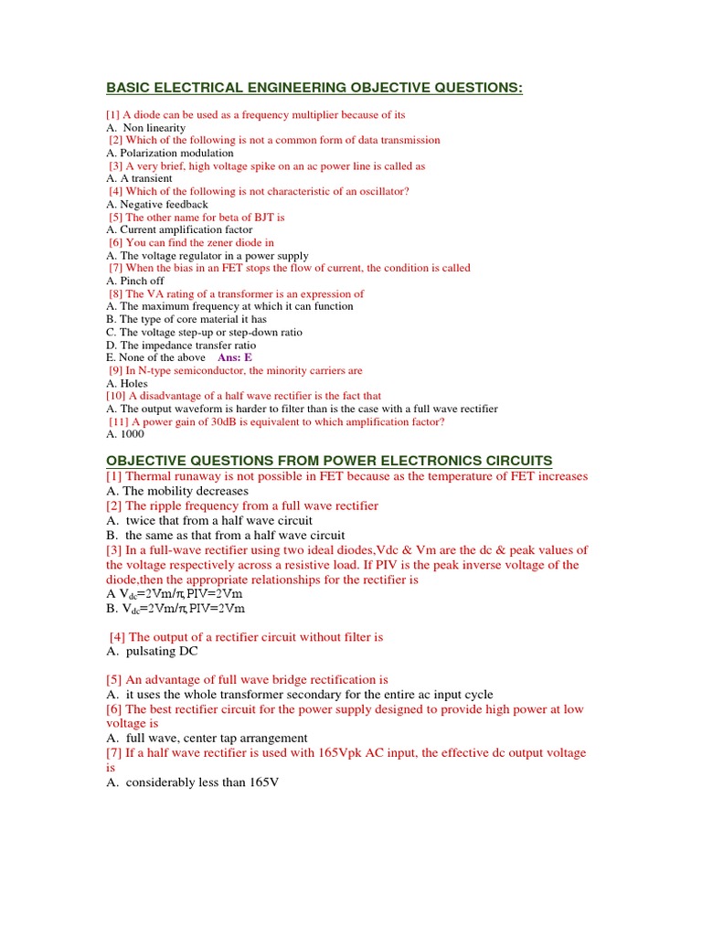 MMUP Basic Electrical Engineering Ques - Ans. | PDF | Bipolar Junction ...
